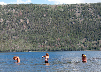 A fine day for bathing in Fish Lake