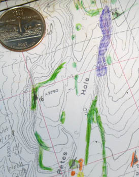 Field sheet from the Pete’s Hole area, note Utah quarter for scale