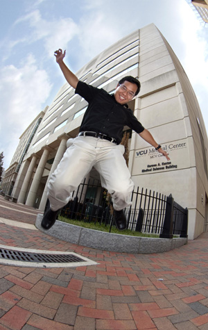 Photo taken on a shoot on the last day of internship. Funny how the first and last story I covered this summer was out of that building behind me. (Photo courtesy of Melissa Gordon, VCU Public Relations)