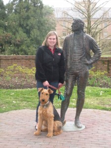 April: In April, my parents drove down from Illinois to visit me in Williamsburg.  Even our dog, Rory, loves Thomas Jefferson!