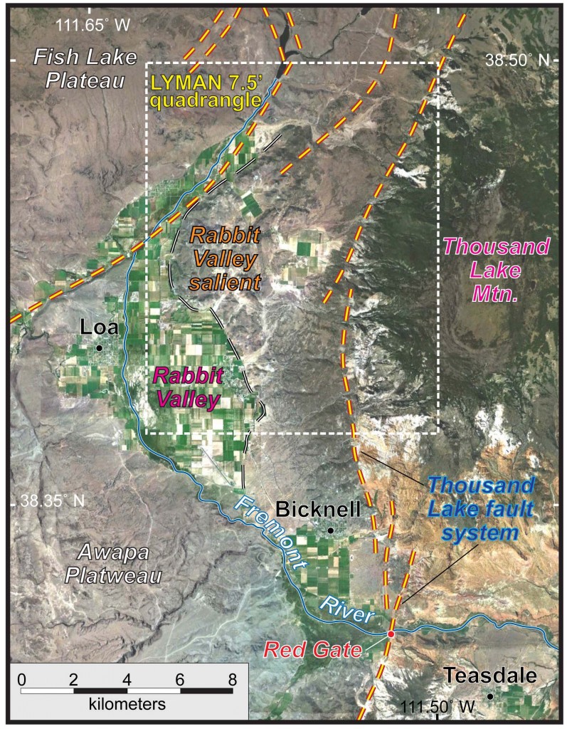 Annotated image of the Lyman 7.5' quadrangle, in Wayne County, Utah.