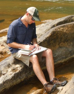 Parker Campbell, gentleman and scholar, at work on the outcrop