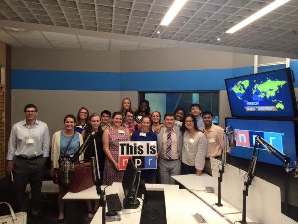 The New Media Institute visited NPR's DC headquarters. (We saw the studio where Serial is recorded) Photo posted by Catherine Korizno.