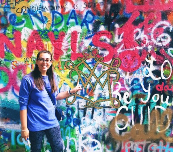 I stumbled upon the William & Mary cipher at the John Lennon Wall in Prague!