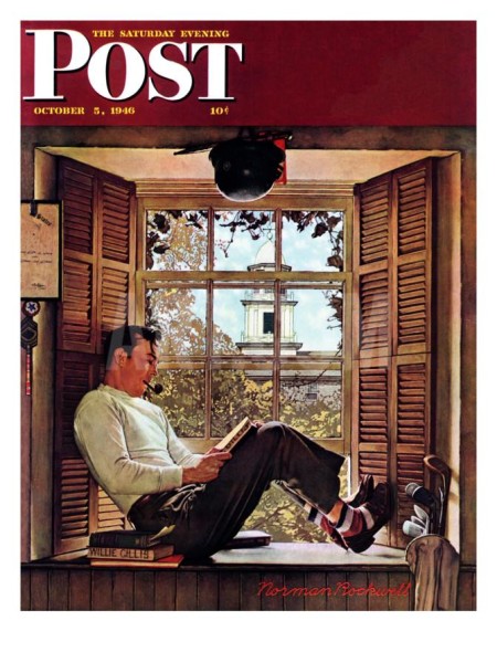 This 1941 Norman Rockwell image, depicting a romantic view of college life during that period, was included in one of our weekly readings for the History of Higher Education course.
