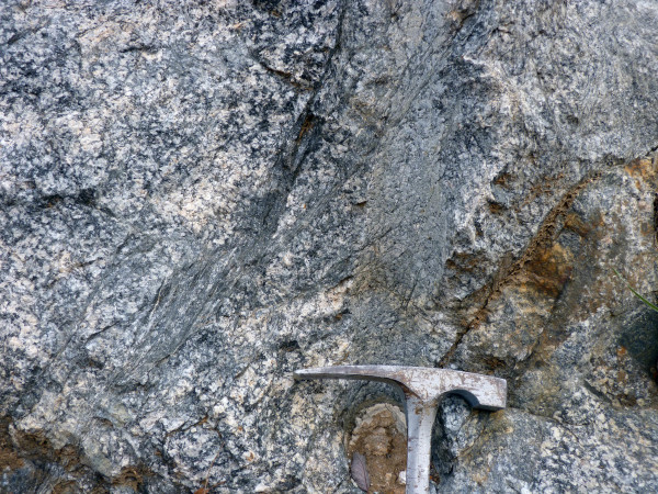 Close-up view of the outcrop at the Ragged Mountain Reservoir. 