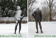 The Statue of Jefferson in the snow