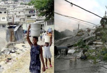 Before and after images from Port-au-Prince, Haiti. Countless unreinforced masonry buildings collapsed during the January 12th earthquake. Images modified from presentation available at http://www.iris.edu/hq/retm