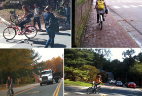 Rogue's gallery of bike riding foolishness on W&M campus (note the absence of a bike helmet).