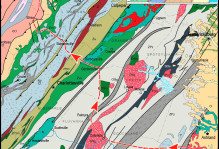 Generalized geologic map of part of central and northwestern Virginia illustrating rock units and our outbound field trip route.