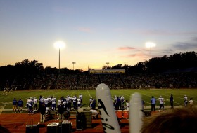 a view from the tribe side of the stadium during a football game