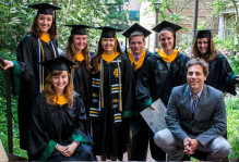 A winsome group- the 2015 W&M Structure & Tectonics research group. Clockwise from lower left: Anna Spears, Ciara Mills, Kelsey Watson, Megan Flansburg, Brady Coleman, Matthew Sniff, Heather Cameron, and Ol’ Man Bailey. Photo by Pablo Yañez.