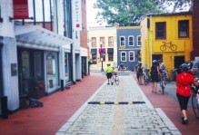A Georgetown sidestreet (clearly biking is a popular weekend activity). Photo by Madeline Bielski