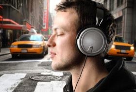 Stock image of person wearing headphones