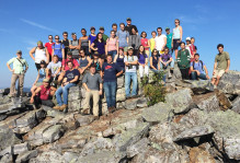 William & Mary geologists enjoying the afternoon sunshine at Blackrock Summit in the Blue Ridge Mountains, north-central Virginia.