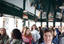 students on a bus during the DC Summer program