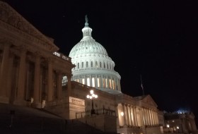 A night view of the Capital Building on Capital Hill