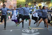 Bangra student group performing in Homecoming Parade