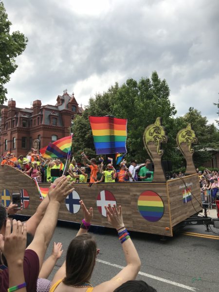 Float by the Nordic Embassies during a pride parade