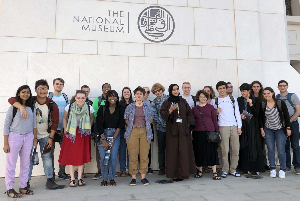 The 2019 Rock Music Oman class at the Oman National Museum with our capable and patient guide ‘Azza Mu‘aini (center).