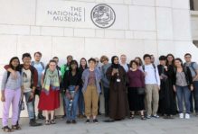 The 2019 Rock Music Oman class at the Oman National Museum with our capable and patient guide ‘Azza Mu‘aini (center).