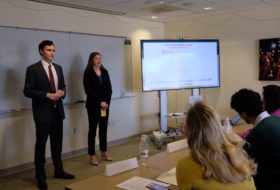 Caleb Rogers and his partner, Madeline Walker, presented on gender equality in politics