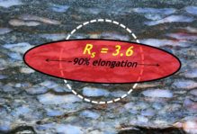 Close-up of strain estimate in rock slab