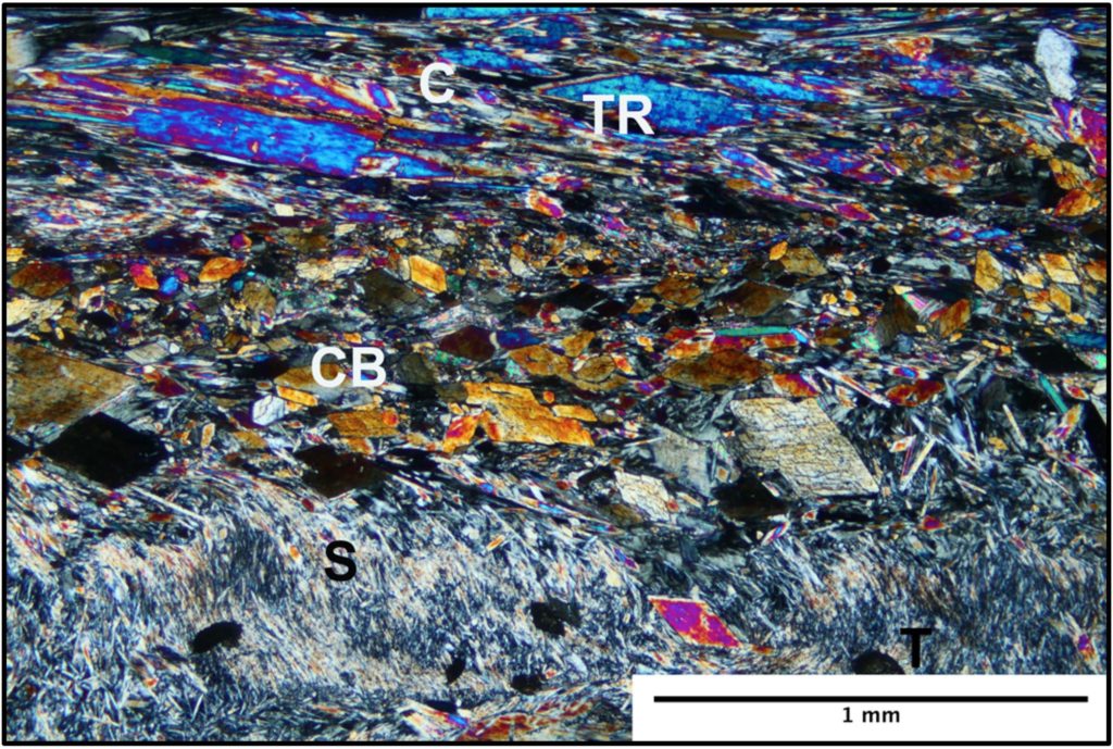 Colorful microscopic vein of fault vein