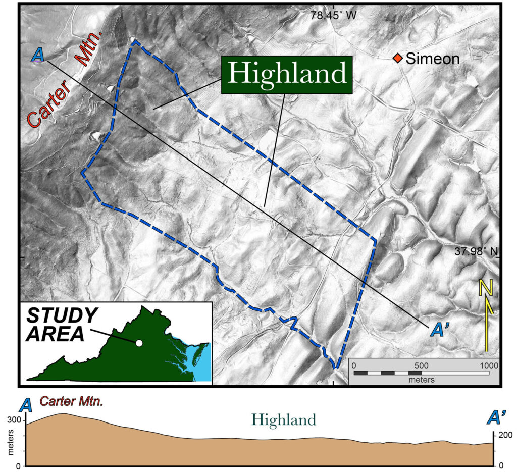 A map of the Highland area