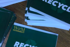 Stack of W&M Sustainability Recycle signs