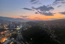 A sunset view from Avaz Twist Tower. On the right are a few residential neighborhoods (one of which we lived in!), and the rest of Sarajevo sprawls out on the left.